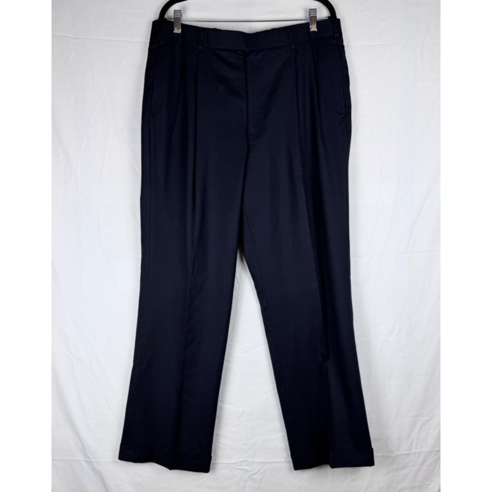 Oxxford Clothes Mens Navy Dress Pants 36x29 Fawnskin Wool Bespoke Professional